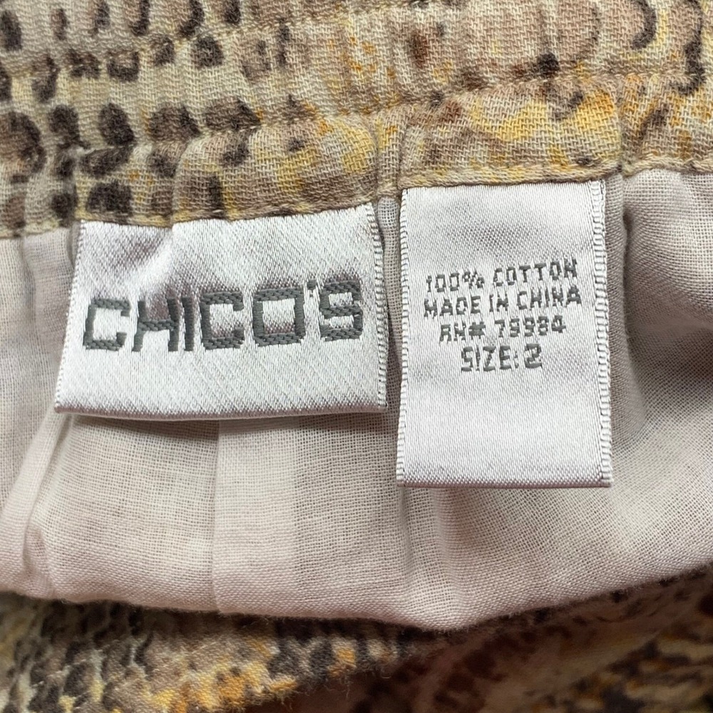 Chicos Long Tiered Pull-On Lined Maxi Skirt Animal Print Boho Brown Size 2/Large - Picture 3 of 7